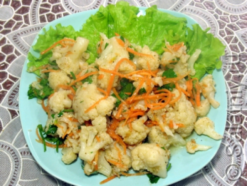 Острый корейский салат из цветной капусты